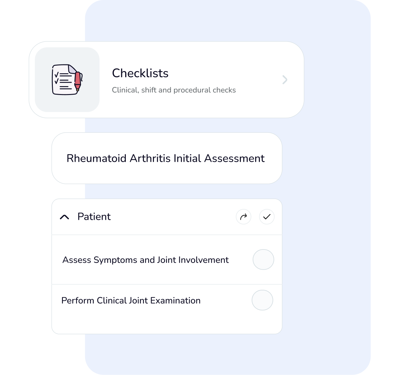 rheumatology checklists