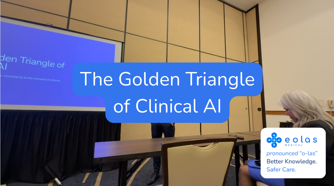 Dr Declan Kelly presenting the golden triangle of clinical AI